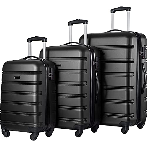AOUZE Practical 3-Piece Luggage Set, Hard-Sided Luggage with Combination Lock Spacious Storage Space and Fully Lined Interior with Lined Compartments to Keep Your Belongings Organized