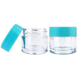 Beauticom 7 Gram / 7 ML (Quantity: 60 Pieces) Thick Wall Round Leak Proof Clear Acrylic Jars with Teal Lids for Beauty, Cream, Cosmetics, Salves, Scrubs