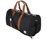 Herschel Novel Duffel Bag, Black/Tan Synthetic Leather, Mid-Volume 33.0L