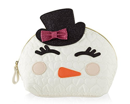 Betsey Johnson Snowman Kitch Nylon Travel Cosmetic Case Pouch - Cream Multi