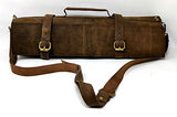 M'Cuero Leather Brown chefs roll bag knife roll leather bag shoulder Bags