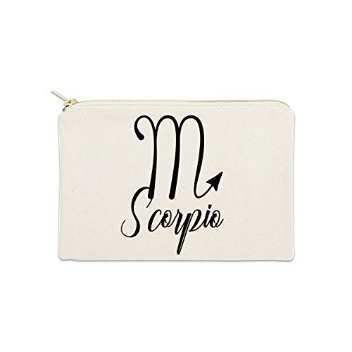 Scorpio Zodiac Sign 12 oz Cosmetic Makeup Cotton Canvas Bag - (Natural Canvas)