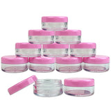 (Quantity: 200 Pcs) Beauticom 5G/5ML Round Clear Jars with Pink Lids for Cosmetics, Medication, Lab and Field Research Samples, Beauty and Health Aids - BPA Free