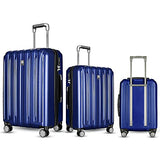 FOCHIER F Hard Shell Luggage 3 Piece Set with Spinner Wheels, Expandable Lightweight Suitcase with TSA Lock 20 24 28 Inch, Blue