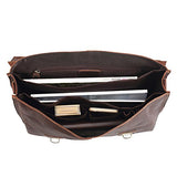 Polare Men'S 14'' Real Leather Professional Messenger Bag Laptop Briefcase