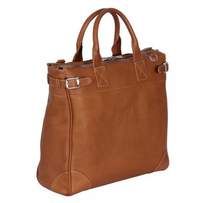 Piel Leather Cross Body Traveler Tote, Saddle