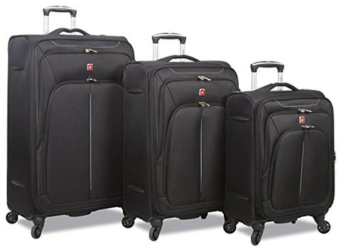 Dejuno Summit Lightweight 3-Piece Spinner Luggage Set, Black