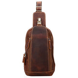 Leathario Men'S Leather Sling Bag Chest Bag One Shoulder Bag Crossbody Bag Backpack For Men