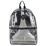 Eastsport Fully Transparent Clear Backpack with Front Pocket, Adjustable Straps and Lash Tab, Black