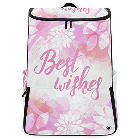 Laptop Backpack Floral Flowers Best Wishes Gym Backpack for Men Large High School Daypack
