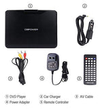 DBPOWER Portable DVD Player with 9.5" Swivel Screen, 5-Hour Built-in Rechargeable Battery, Support CD/DVD/SD Card/USB, with Car Charger and Power Adaptor (Black)