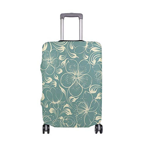 GIOVANIOR Retro Teal Floral Luggage Cover Suitcase Protector Carry On Covers