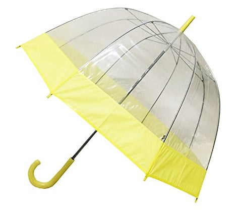 Yellow Trim Clear Bubble Umbrella, Transparent Umbrella, Dome Shape Umbrella