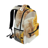 School Backpack Dog Aad Sunflower Bookbag for Boys Girls Teens Casual Travel Bag Computer Laptop Daypack