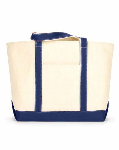 Ultraclub 8872 Uc Lg Cotton Canvas Tote - Natural/ Navy - One