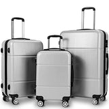 GHP 20" 24" 28" Silvery Gray Travel Suitcase Trolleys w TSA Lock & Aluminum Handle