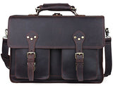 Polare 16'' Full Grain Leather Briefcase Messenger Bag Laptop Satchel For Men