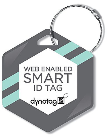 Dynotag Web/Gps Enabled Qr Smart Deluxe Steel Luggage Tag & Braided Steel Loop - Hexagon