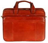 Mancini Luxurious Leather Double Conmpartment 15.6" Laptop Briefcase in Brown