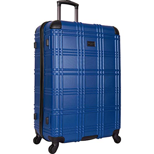 Ben Sherman Nottingham 28" Lightweight Durable Hardside 4-Wheel Spinner Checked Suitcase, Cobalt