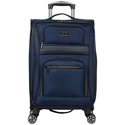 Kenneth Cole Reaction Rugged Roamer Luggage Collection Lightweight Softside Expandable 8-Wheel Spinner Travel Suitcase Bag, Navy, 20-inch Carry-On