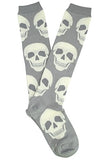 Loungefly White Skulls Gray Knee High Socks