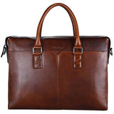 Banuce Vintage Full Grain Oil-Waxed Leather Briefcase for Men Slim 2way Business Laptop Messenger