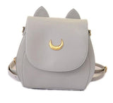 Yoyoshome Sailor Moon Anime Luna Usagi Tsukino Cosplay Pu Backpack School Bag (Light Gray)