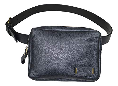 Calvin Klein Pebbled Genuine Leather Fanny Pack Belt (Black, X-Small)