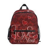 Toddler Backpack Retro Valentines Day Red Heart Love You Mini Preschool Bag for Unisex Kids