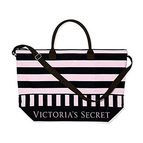 Victoria's Secret, Bags, Victorias Secret Black Pink Sequin Striped Tote  Bag