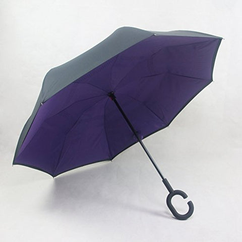 Dofover Double Layer Compact Reverse Folding Umbrella for Outdoor Travel and Car Use, C-Shaped