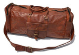 25" Men'S Genuine Leather Vintage Duffle Gym Large Travel Weekend Luggage Bag