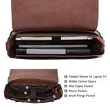 ECOSUSI Women's Briefcase Messenger Laptop Bag PU Leather Satchel Work Bags Fits 14" Laptop, Coffee