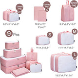 G4Free 9 Set Packing Cubes - Water Resistant Mesh Travel Luggage Accessories Packing Organizer with Shoes Bag(Pink)