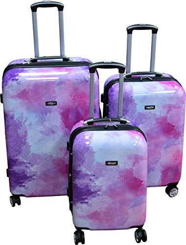 Kemyer 788 Vintage World Series Lightweight 3-PC Expandable Hardside Spinner Luggage Set (Marble)