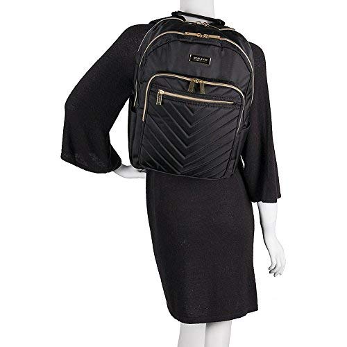 Cole Reaction Women'S Chevron Quilted Polyester Twill 15.6" Laptop Backpack, Black, One