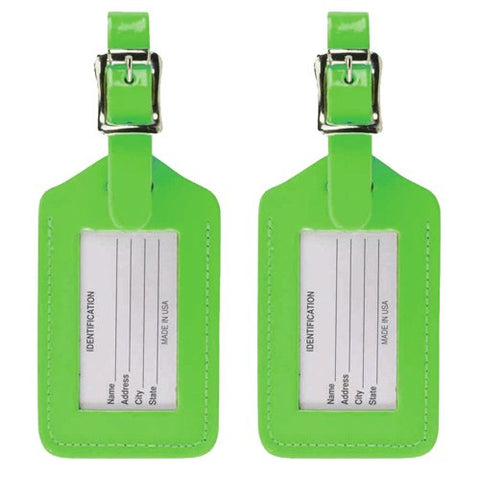 Lewis N. Clark 2-Pack Neon Leather Luggage Tag, Green, One Size