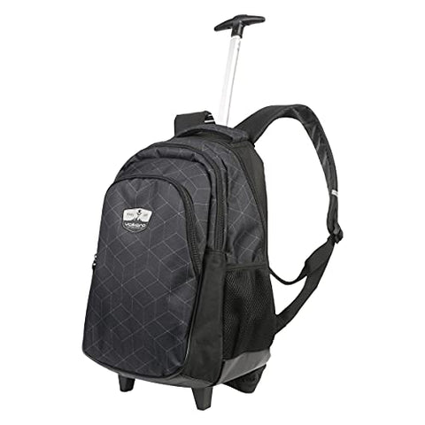 Volkano 22L Lightweight Polyester Laptop Telescopic Trolley Backpack w/ Wheels, Velcro Padded Adjustable Shoulder Straps, Mesh Side Compartments, Fits 15.6 inch Laptop [Gray Dash] – Winner Series