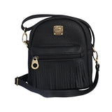 Damara Girl'S Chic Tassel Zipper Pouch Front Mini Versatile Backpack,Black