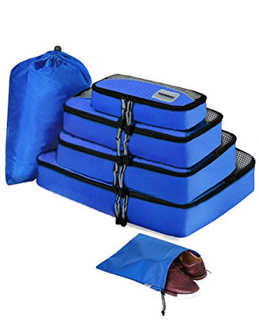 Packing Cubes for Travel Compression Accessories - Luggage Carry on Suitcases - Large Packing Organizers 6 Set - Waterproof Tote Mesh Bags Gear Shoe & Toiletry Bag for Weekend,Business,Camping,Hiking