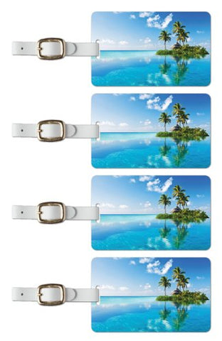 Tag Crazy Island Tropic Premium Luggage Tags Set Of Four, Blue, One Size
