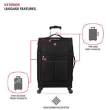 SwissGear 4010 Softside Luggage with Spinner Wheels, Black, Checked-Medium 23-Inch