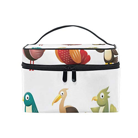 Makeup Organizer Set Of Birds Womens Zip Toiletry Bag Large Case Cosmetic Bags