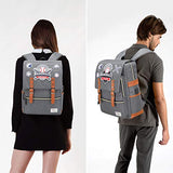 Modoker Fashion Laptop Rucksack Backpack Teens Backpack for Girls Boys with USB Charging Port, Vintage Bookbag, Grey 001