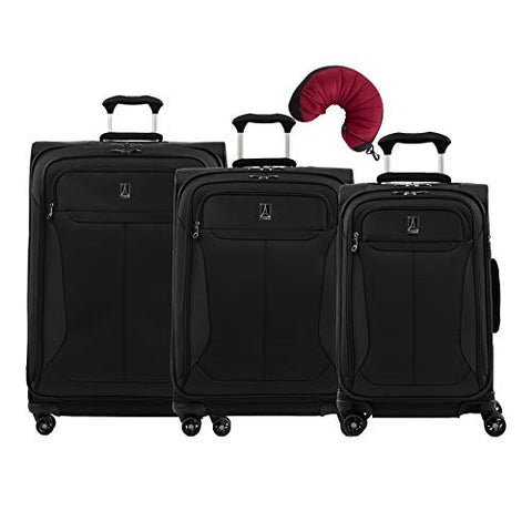 Travelpro Tourlite 4-Piece Set: 21, 25, 29-Inch Spinners and Travel Pillow (Black)