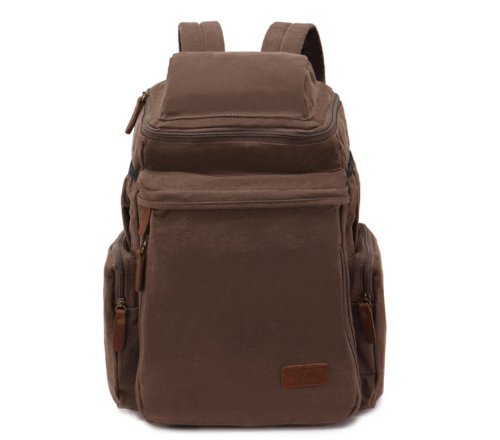 Herebuy - Vintage Canvas Hiking Backpack for Men Travel Backpack for College (Brown)