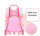 Meetbelify Rolling Backpacks For Girls School Bags Trolley Handbag With Lunch Bag Style B-Pink
