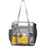 Heavy-duty Clear Bag Stadium Approved, NFL Clear Stadium Tote Crossbody Bag 12X12X6 with Side Pockets Shoulder Strap