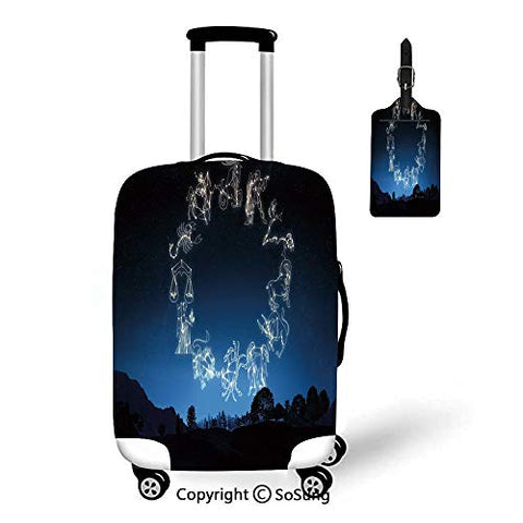 Astrology Travel Suitcase Protective Cover,Fit for 18-22" luggage,Dark